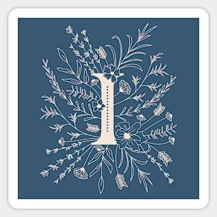 Botanical Letter I (Lake Blue) Sticker